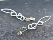 Natural Citrine Earrings Treble Clef Music Sterling Silver 13th Anniversary