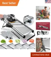 Effortless Food Prep with Adjustable Mandoline Slicer and Safety Gloves Included