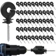 50Pcs Electric Fence Insulator Screw-In Insulator Fence Ring Post w/ Socket Tool