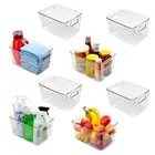 Plastic Storage Bins 10.2x6.5x6 container -Stackable Home Organization Storag...