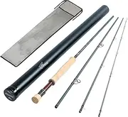 8Fans Fly Fishing Rod with Tube, 4-Sections,Fast Action Fly Rod with Pacbay Titanium-Coated Snake Guides,AAAA Pure Cork Handle,4-8w