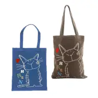 在飛比找momo購物網優惠-【KIRO 貓】日本卡拉貓 刺繡 可收納A4 補習帆布袋 隨