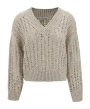Brunello Cucinelli V-Neck Drop Shoulder Jumper S,XS,M light beige
