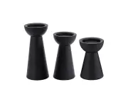 Black Candle Holders Set of 3 - Metal Candle Holders for Pillar Candle