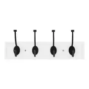 Home Decorators Collection White Hook Rack w/ 4 Oil-Rubbed Bronze Pill Top Hooks