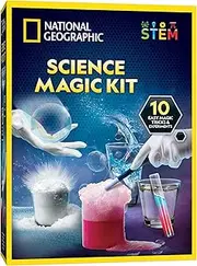 NATIONAL GEOGRAPHIC Magic Chemistry Set - Perform 10 Amazing Easy Tricks with Science, Create a Magic Show with White Gloves & Magic Wand, Great STEM Learning Science Kit for Boys and Girls