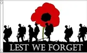 AZ FLAG - Lest We Forget Army Flag - 90 x 60 cm - British Flag 100% Polyester with Brass Eyelets - UV-Resistant - Vivid Colours - 50 g