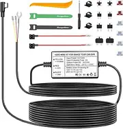 Dash Cam Hardwire Kit,12V-24V to 5V Car Dash Camera Charger Power Cord, 3 cores, 4 Types / 8 adapters and 6 fuses, USB-C Hard Wire Kit Fuse for Dash Cam