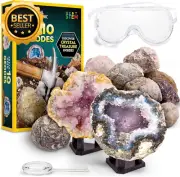 Nat Geo Break Open 10 Premium Geodes Kit w/ Goggles & Stands STEM for Kids
