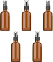 5 PCS Amber Glass Spray Empty Roller Bottles with Fine Mist Sprayer & Dust Cap Refillable Essential Oils Clear Containers Skin Care Atomizer Liquid Cosmetic Bottle for Travel Beauty Cleaning (50ML)