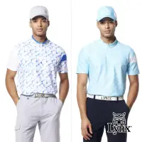 在飛比找momo購物網優惠-【Lynx Golf】男款抗菌除臭機能MESH洞洞布材質幾何