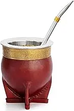 304 Stainless Steel Argentina Yerba Mate Cup With Straw Tea Gourd Mug One Bombilla Mate (Straw) a Cleaning Brush (Brown)