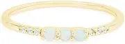 [AFFY] Dainty 14K Rose Gold Over Silver Stacked Finger Band Synthetic Opal Rings Jewelry Women Ring Size 6.5