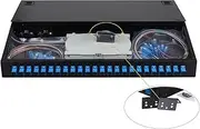 FYBOPTWU-24 Singlemode 24 Port SC-UPC Rack Mount Enclosure Box & Splice Trays Fiber Cables Spool Kit (Include Pigtail & Couplers), 24 Core LGX Loaded Patch Panel Box fits for 19" Racks Cabinet