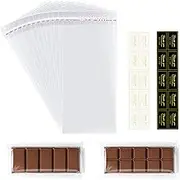 Fimary 100 Pcs Knafeh Pistachio Chocolate Bar Wrappers with 100 Pcs Thank You stickers - 2.5 x 7.1 inch Candy Bar Packaging- Self Adhesive Small Plastic Wax Melt Snap Bar Bags