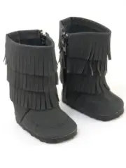 18" doll clothes- BLACK FRINGE Boots- fits American Girl - NEW!!
