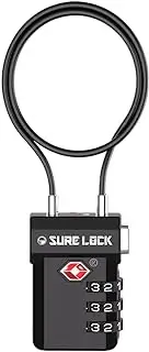 SURE LOCK TSA Approved Luggage Locks, Open Alert, Easy Read Dials, Travel Luggage Locks for Suitcase, Baggage Locks, Extra long cable, Compact