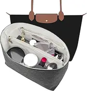 LOUKAYCCI New Dupont Paper Purse Organizer Insert for Longchamp Le Pliage M Handbag Insert (Black&White, Medium)
