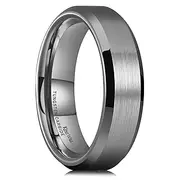 [King Will] 6mm Tungsten Wedding Rings for Men Gunmetal Plated Brushed Men's Wedding Band Gifts for Him Size 7-14 Comfort Fit