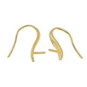 22kt Gold Sterling Silver Teardrop Pearl Cup French Hook Earring Ear Wire #97608