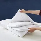 Premium Adjustable Goose Feather Pillow with Cotton Cover, Queen Size