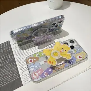 支架 彩虹熊 care bears 閨蜜 手機殼 適 iphone 15 14-3C玩家