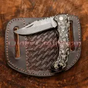 EXQUISITE, CUSTOM MADE HAND FORGED DAMASCUS FOLDING POCKET KNIFE BACK LOCK 0-300
