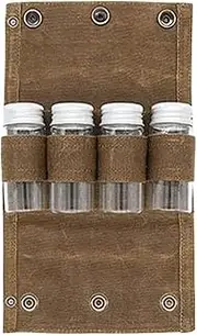 Garende Portable Spice Container Set with Glass Jars for Fishing Trips, Khaki