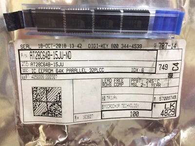 AT28C64B-15JU ATMEL IC EEPROM 64KBIT PARALLEL 32PLCC SMD 2 PIECES