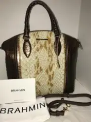 BRAHMIN LARGE DUXBURY HONEY CARLISLE LEATHER SATCHEL/BAG/PURSE K49 815 00405