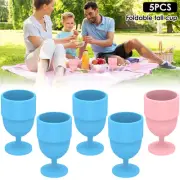 5 Pcs Silicone Wine Glasses Collapsible Silicone Wine Cups Unbreakable teMQA