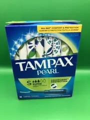 Tampax Pearl Tampons Super Absorbency, With Leakguard Braid, Unscented, 18 Count