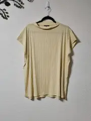 Eileen Fisher Blouse Womens 3X Funnel Neck Top Short Sleeve Stretch Pullover Top