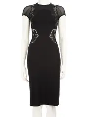 Black Lace Mesh Panel Dress
