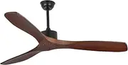 USOR 52'' Ceiling Fans with 3 Solid-Wood Blade,Walnut Low Profile Ceiling Fans with Remote, Noiseless Reversible Dc Motor For Indoor Outdoor Living room Farmhouse without Light
