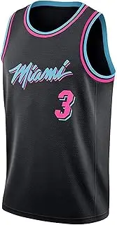 [Generic] Butler Herro Wade Men's Basketball Jersey, Miami Heat #3 Men's Mesh Jersey Sleeveless Sport Vest Top, Breathable Loose Swingman Jersey(#3/Black,L)