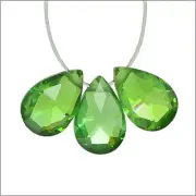 4 Cubic Zirconia Flat Pear Briolette Beads 6x9mm Emerald Green #64992