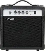 3rd Avenue 15W Slimline Bass Guitar Amplifier with Strong Rubber Cabinet, Headphone Output and 2 Band EQ Tone Control – Black