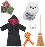 NEVGVUP Wizard Setting Doll Clothes and Accessories for Elf Doll Christmas Halloween Costume Includes Broom, Scarf, Mini Glasses, Mini Book and Owl, Black