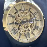 Bulova Sutton Automatic Gold Skeleton Dial Men's Watch 97A162