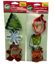 2x Wilton Holiday 3 Piece Cookie Cutter Sets, Christmas Tree Snowflake Santa