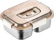 Portable Lunch Box with Compartments Stainless Steel Heatable Sealed 2 Compartments Portable Lunch Box with Handles