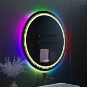 Smart RGB LED Anti-Fog Oval Bathroom Mirror 24x32 Inch with Touch Sensor
