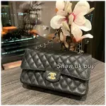 精品二手 CHANEL CLASSIC FLAP 經典荔枝紋黑金 中號 CF 25 斜跨包 單肩包 手提包 鏈條包