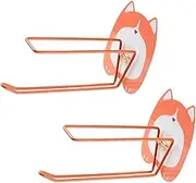 TEHAUX 2Pcs Cartoon Coat Hanger Storage Rack Punch Wall Organizer Durable Windproof for Home Bathroom Use Corgi Design