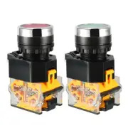 2pcs 22 mm Panel Cutout Dia 10A 440V DPST Red Green Momentary Push Button Switch