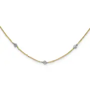 14K Yellow & Rhodium White Polished D/C W/2 In Ext Necklace