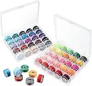 Outus Prewound Thread Bobbins with Bobbin Box for Brother/Babylock/Janome/Elna/Singer Assorted Colors 50 Pieces