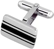 [Select Gifts] Box Set Shirt Black Tie Napkin Hook Sterling 925 Solid Silver and Onyx Stripe Cufflink