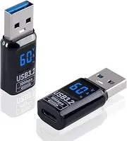 Poyiccot USB C Female to USB Male Adapter 10Gbps, with Digital Display (PD 60W/5V/3A) One-Sided Data Transfer 3.2 Type C to Type A Male Converter Adapter for iPhone, MacBook, 2-Pack